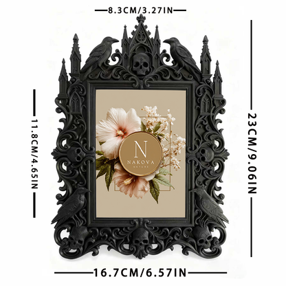 Exclusive-stock-drop Gothic Dark-style Photo Frame | Occult Rune Stone Carving Shop Decor, Photo Ornament, Wall-mountable & Tabletop, Collec