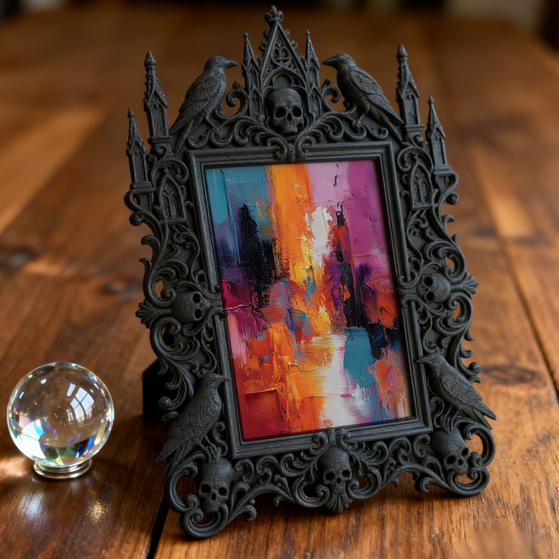 Insta-viral Gothic Dark-style Photo Frame | Gothic Eyelash Extension Storage Shop Decor, Photo Ornament, Wall-mountable & Tabletop, High-glo