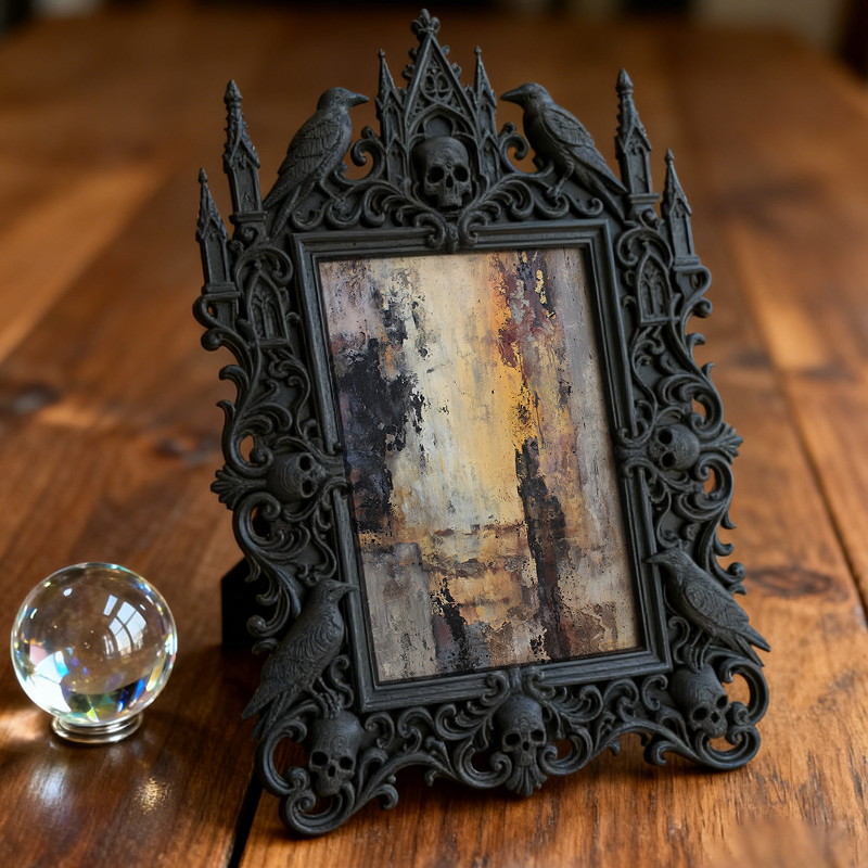 Edgy-chic Gothic Dark-style Photo Frame | Horror Movie Soundtrack Cassette Shop Decor, Photo Ornament, Dual-use Display, Minimalist Frame