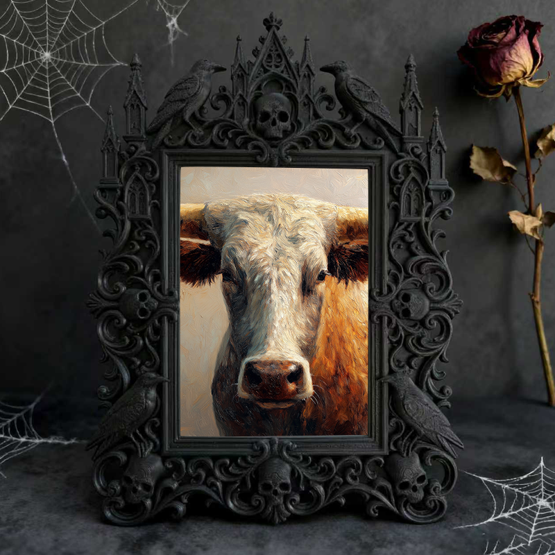 Luxe-minimal Gothic Dark-style Photo Frame | Dark Calligraphy Ink Stick Grinding Shop Decor, Photo Ornament, Wall-mountable & Tabletop, Prac