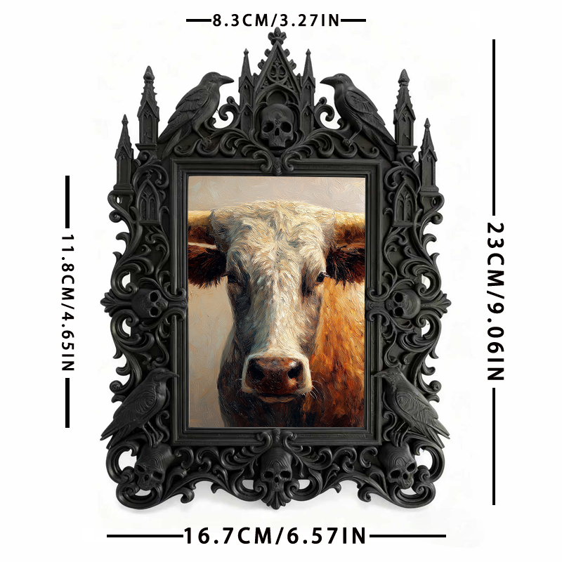Luxe-minimal Gothic Dark-style Photo Frame | Dark Calligraphy Ink Stick Grinding Shop Decor, Photo Ornament, Wall-mountable & Tabletop, Prac