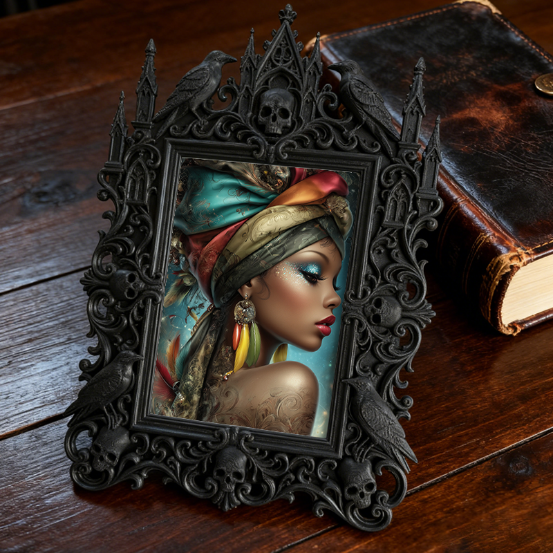 Hard-to-come-by Gothic Dark-style Photo Frame | Vampire Cosplay Fangs Custom Shop Decor, Photo Ornament, Wall/Table Dual-use, Artistic Frame