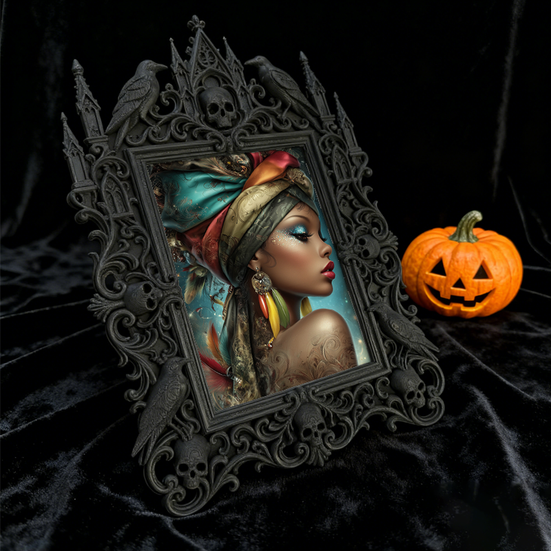 Hard-to-come-by Gothic Dark-style Photo Frame | Vampire Cosplay Fangs Custom Shop Decor, Photo Ornament, Wall/Table Dual-use, Artistic Frame