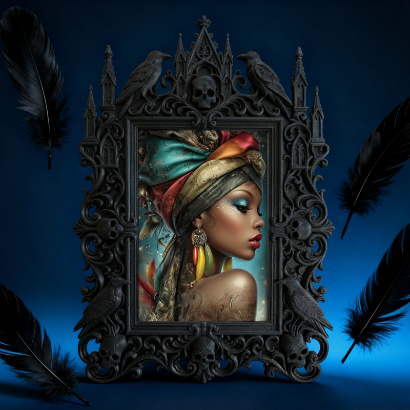 Hard-to-come-by Gothic Dark-style Photo Frame | Vampire Cosplay Fangs Custom Shop Decor, Photo Ornament, Wall/Table Dual-use, Artistic Frame