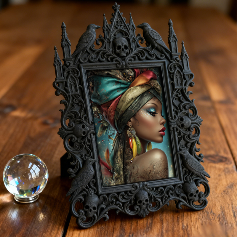Hard-to-come-by Gothic Dark-style Photo Frame | Vampire Cosplay Fangs Custom Shop Decor, Photo Ornament, Wall/Table Dual-use, Artistic Frame