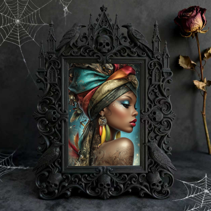 Hard-to-come-by Gothic Dark-style Photo Frame | Vampire Cosplay Fangs Custom Shop Decor, Photo Ornament, Wall/Table Dual-use, Artistic Frame
