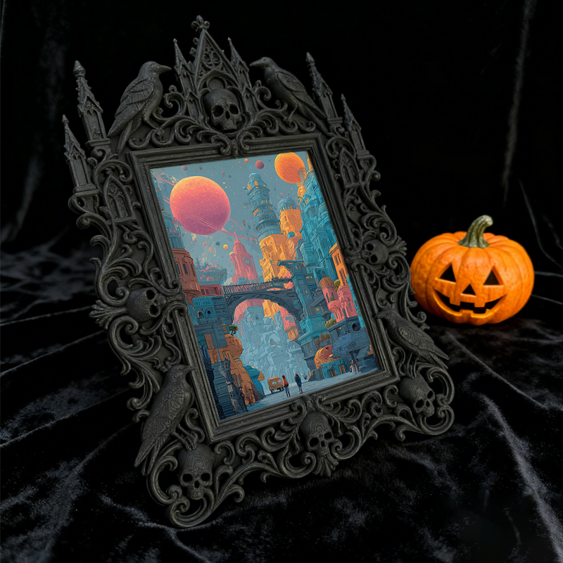 One-of-a-kind-gem Gothic Dark-style Photo Frame | Witchy Herbal Sachet Sewing Shop Decor, Photo Ornament, Wall-mountable & Tabletop, Portabl