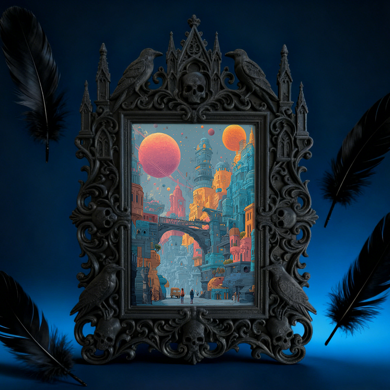 One-of-a-kind-gem Gothic Dark-style Photo Frame | Witchy Herbal Sachet Sewing Shop Decor, Photo Ornament, Wall-mountable & Tabletop, Portabl
