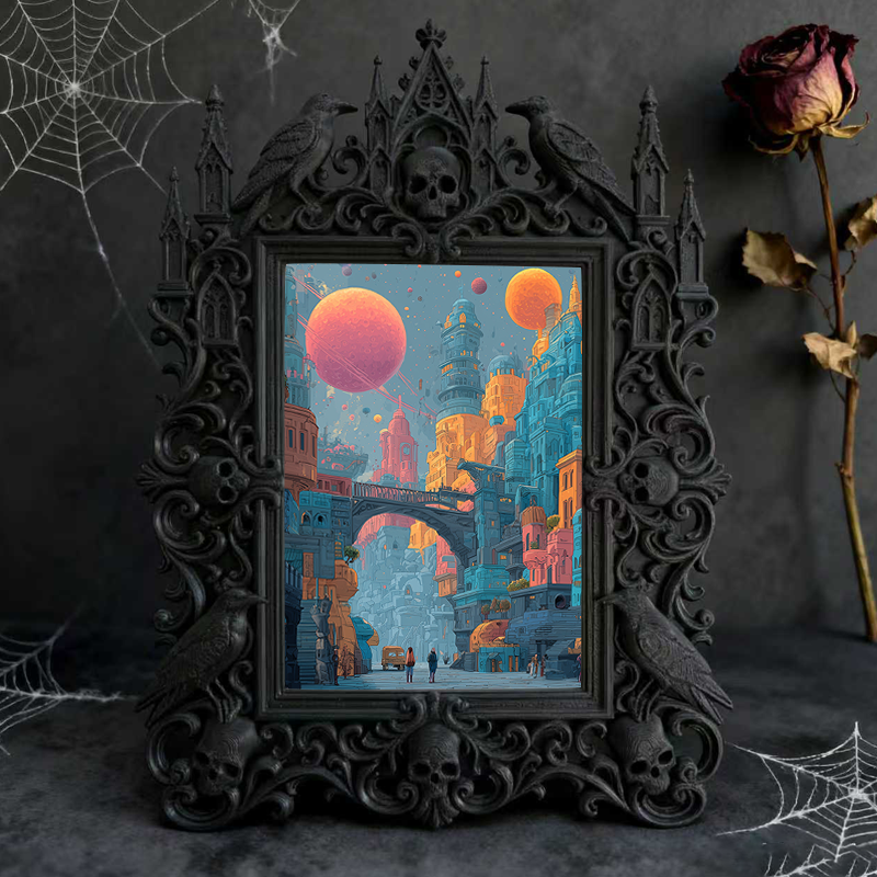 One-of-a-kind-gem Gothic Dark-style Photo Frame | Witchy Herbal Sachet Sewing Shop Decor, Photo Ornament, Wall-mountable & Tabletop, Portabl