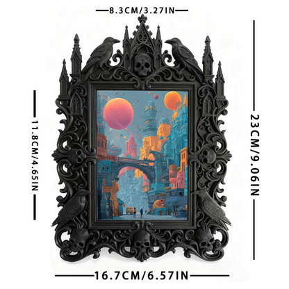 One-of-a-kind-gem Gothic Dark-style Photo Frame | Witchy Herbal Sachet Sewing Shop Decor, Photo Ornament, Wall-mountable & Tabletop, Portabl