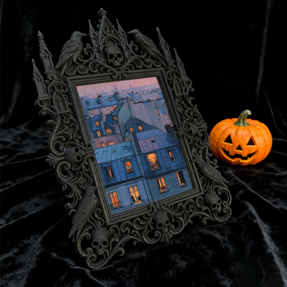 Elegant-spooky Gothic Dark-style Photo Frame | Paranormal Themed Café Dessert Counter Decor, Photo Ornament, Wall-mountable & Tabletop, Eleg