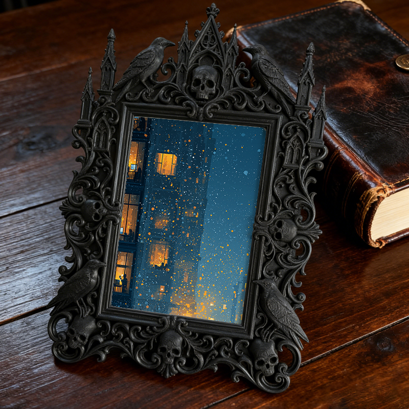 Collector-fave-pick Gothic Dark-style Photo Frame | Vintage Horror Movie Ticket Stub Shop Decor, Photo Ornament, Wall/Table Dual-use, Displa