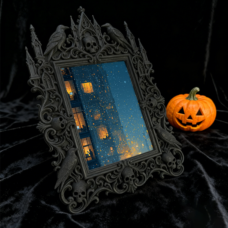 Collector-fave-pick Gothic Dark-style Photo Frame | Vintage Horror Movie Ticket Stub Shop Decor, Photo Ornament, Wall/Table Dual-use, Displa