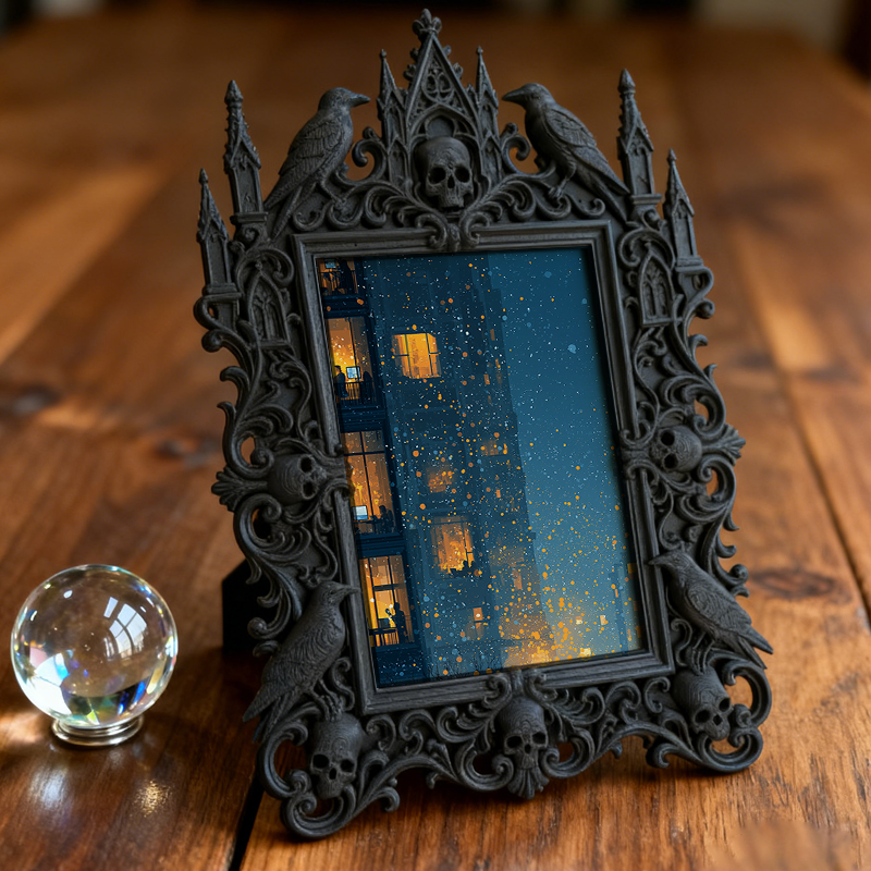 Collector-fave-pick Gothic Dark-style Photo Frame | Vintage Horror Movie Ticket Stub Shop Decor, Photo Ornament, Wall/Table Dual-use, Displa