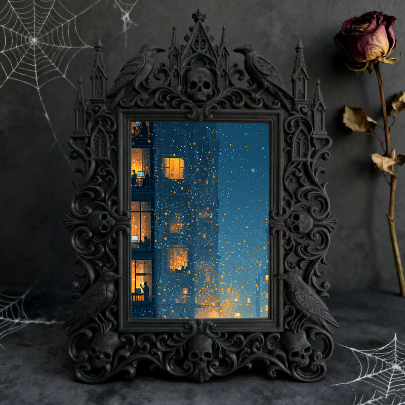 Collector-fave-pick Gothic Dark-style Photo Frame | Vintage Horror Movie Ticket Stub Shop Decor, Photo Ornament, Wall/Table Dual-use, Displa