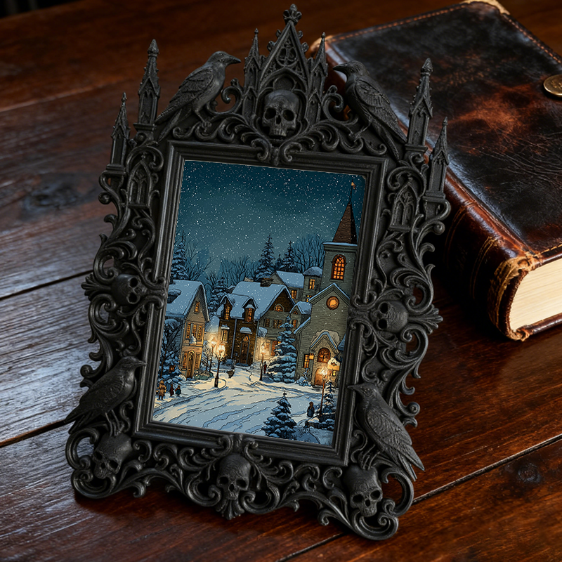 Bold-standout Gothic Dark-style Photo Frame | Dark Fantasy Dice Bag Sewing Shop Decor, Photo Ornament, Wall-mountable & Tabletop, Creative F