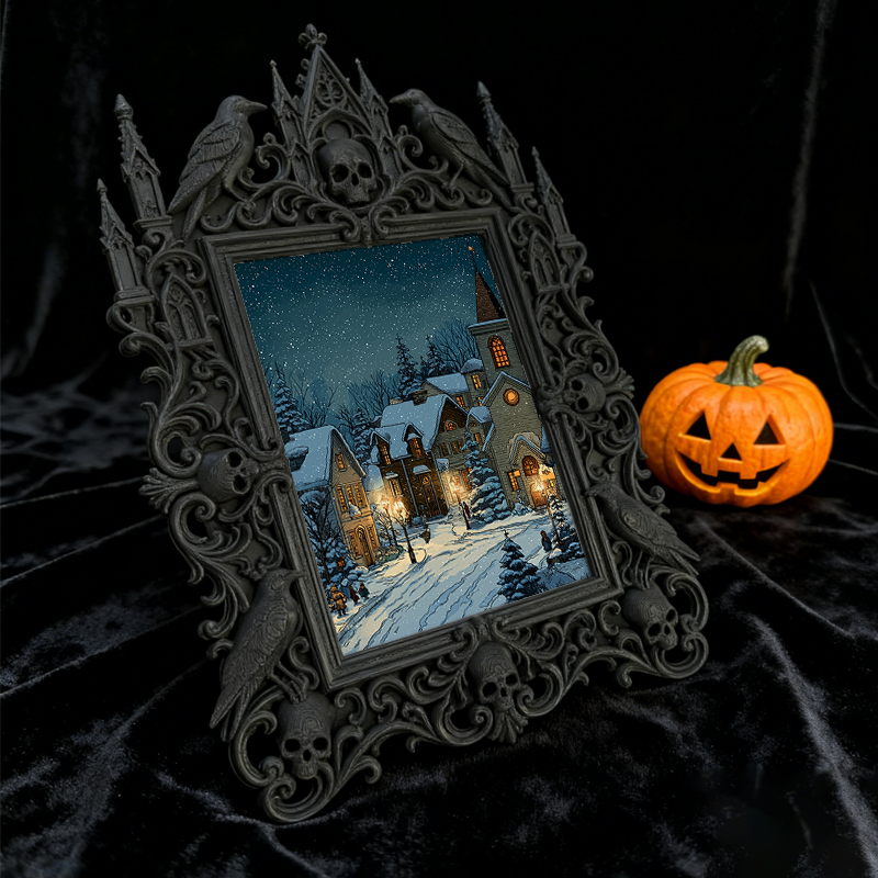 Bold-standout Gothic Dark-style Photo Frame | Dark Fantasy Dice Bag Sewing Shop Decor, Photo Ornament, Wall-mountable & Tabletop, Creative F