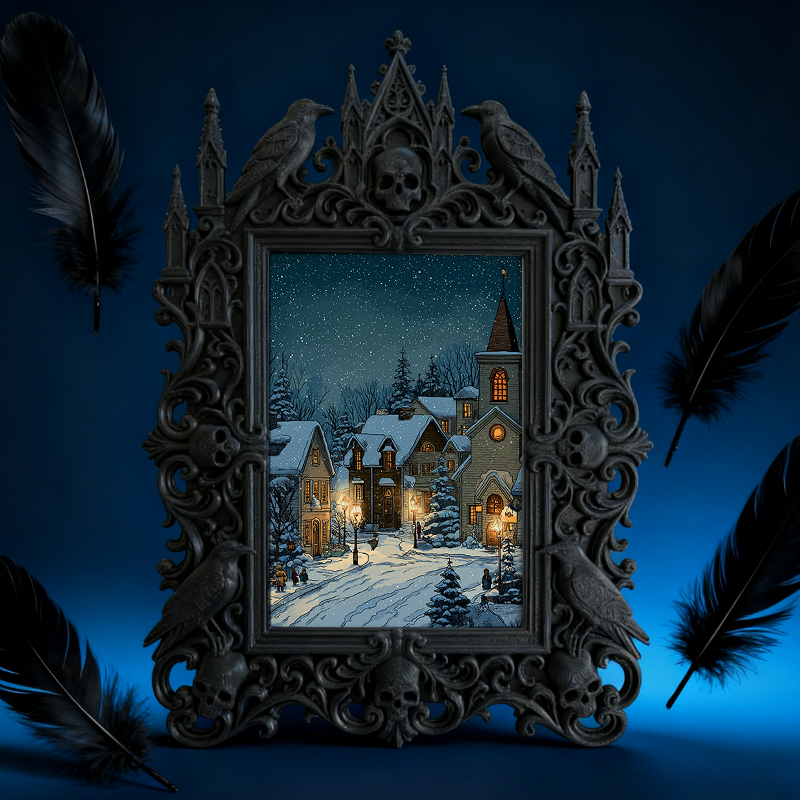 Bold-standout Gothic Dark-style Photo Frame | Dark Fantasy Dice Bag Sewing Shop Decor, Photo Ornament, Wall-mountable & Tabletop, Creative F