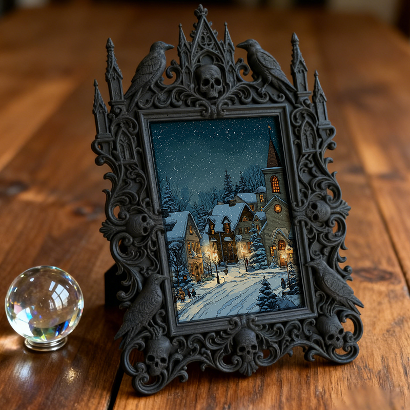 Bold-standout Gothic Dark-style Photo Frame | Dark Fantasy Dice Bag Sewing Shop Decor, Photo Ornament, Wall-mountable & Tabletop, Creative F