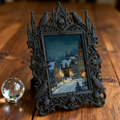 Bold-standout Gothic Dark-style Photo Frame | Dark Fantasy Dice Bag Sewing Shop Decor, Photo Ornament, Wall-mountable & Tabletop, Creative F