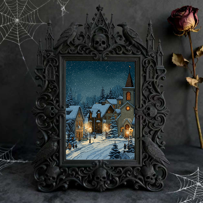 Bold-standout Gothic Dark-style Photo Frame | Dark Fantasy Dice Bag Sewing Shop Decor, Photo Ornament, Wall-mountable & Tabletop, Creative F
