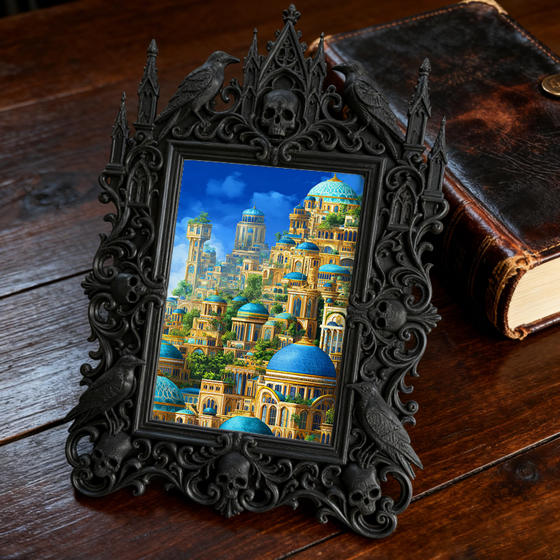 Cute-spooky-vibe Gothic Dark-style Photo Frame | Gothic Pet Halloween Pumpkin Collar Shop Decor, Photo Ornament, Dual-use Display, Cute Fram