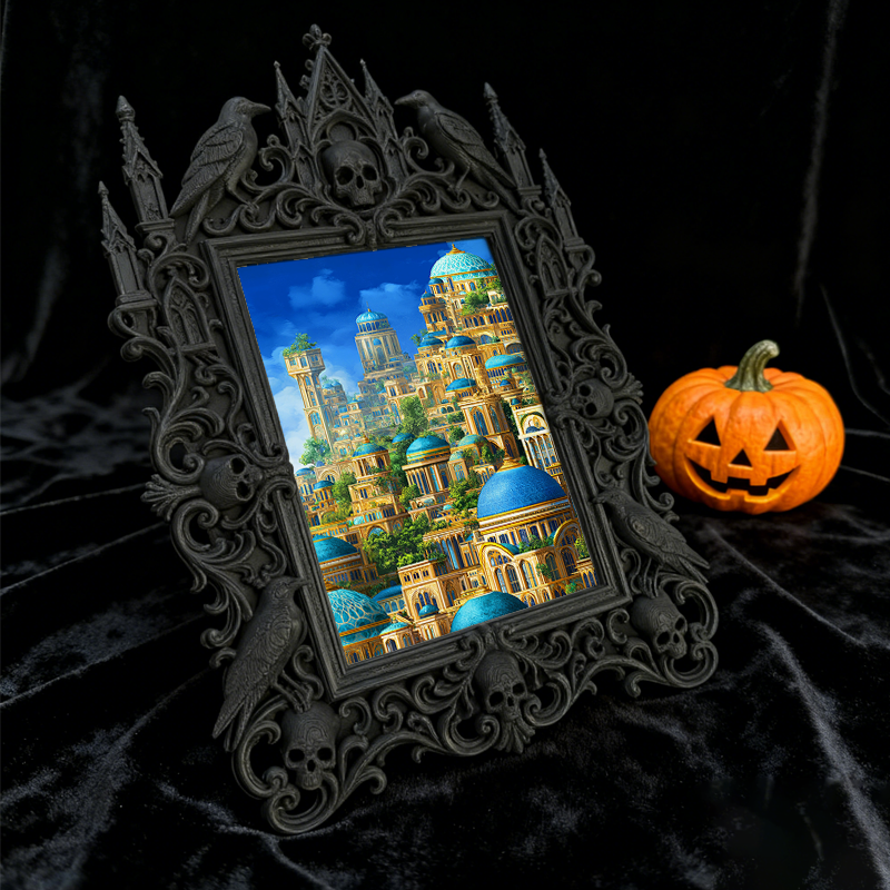 Cute-spooky-vibe Gothic Dark-style Photo Frame | Gothic Pet Halloween Pumpkin Collar Shop Decor, Photo Ornament, Dual-use Display, Cute Fram