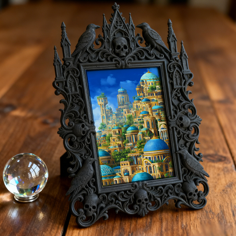 Cute-spooky-vibe Gothic Dark-style Photo Frame | Gothic Pet Halloween Pumpkin Collar Shop Decor, Photo Ornament, Dual-use Display, Cute Fram
