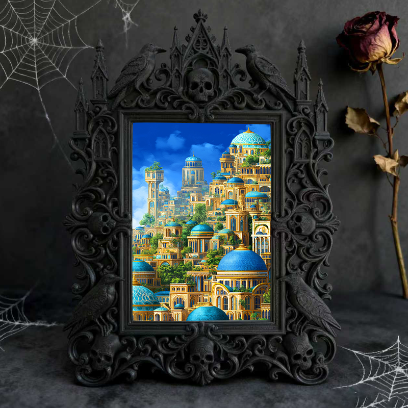 Cute-spooky-vibe Gothic Dark-style Photo Frame | Gothic Pet Halloween Pumpkin Collar Shop Decor, Photo Ornament, Dual-use Display, Cute Fram
