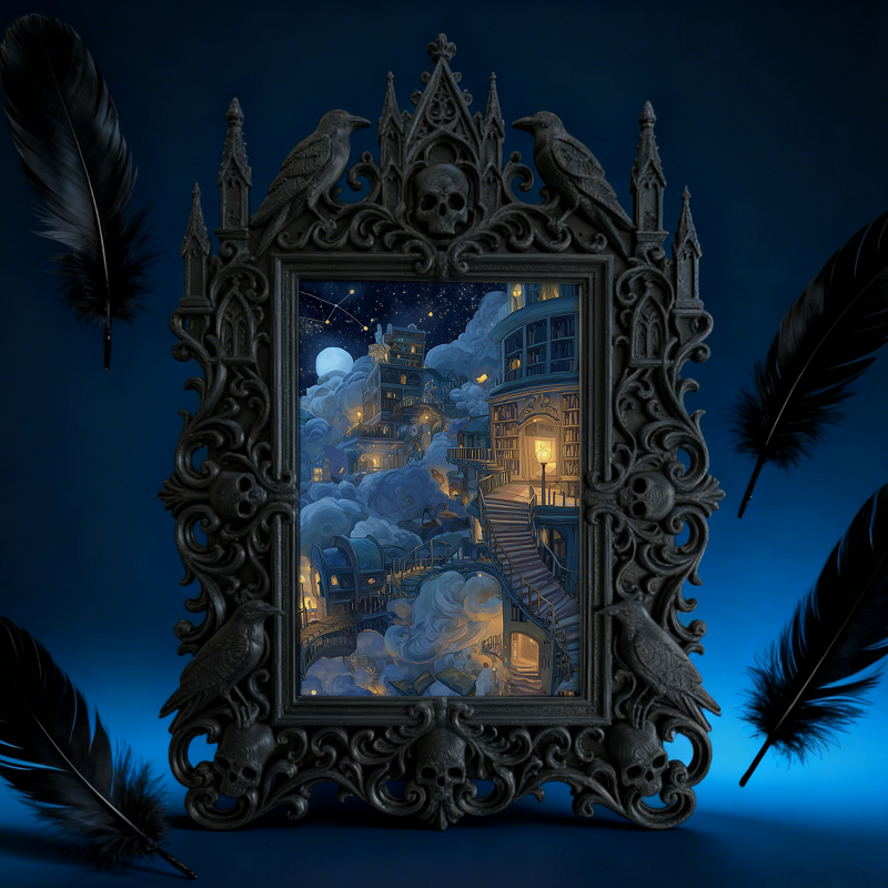 Insta-trending Gothic Dark-style Photo Frame | Dark Academia Calligraphy Workshop Decor, Photo Ornament, Wall/Table Dual-use, Durable Frame