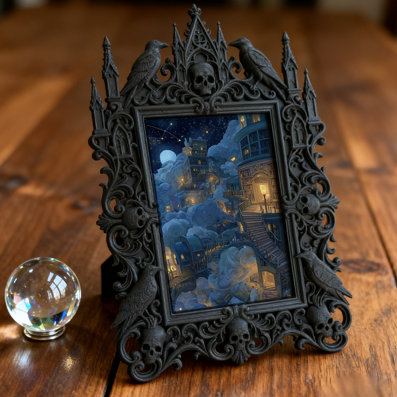 Insta-trending Gothic Dark-style Photo Frame | Dark Academia Calligraphy Workshop Decor, Photo Ornament, Wall/Table Dual-use, Durable Frame