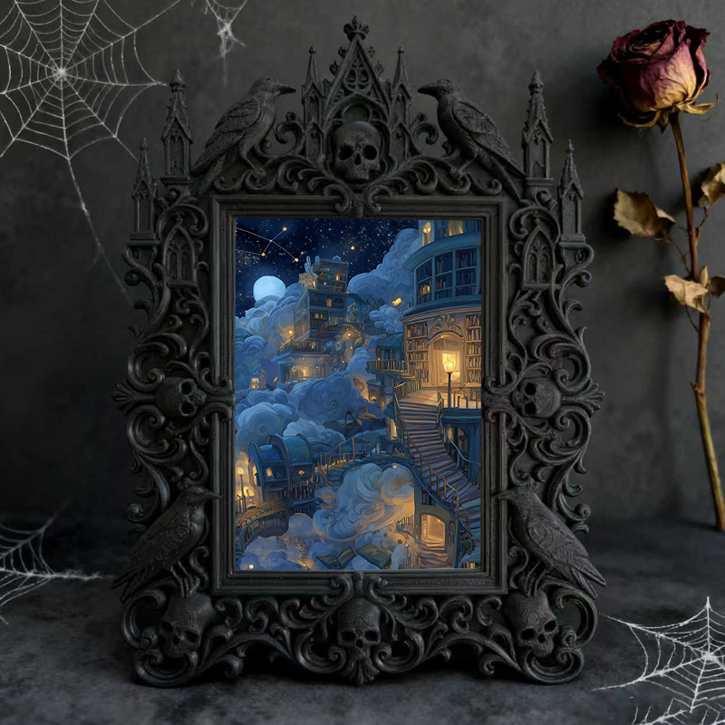 Insta-trending Gothic Dark-style Photo Frame | Dark Academia Calligraphy Workshop Decor, Photo Ornament, Wall/Table Dual-use, Durable Frame