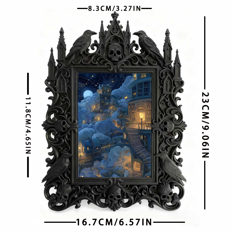 Insta-trending Gothic Dark-style Photo Frame | Dark Academia Calligraphy Workshop Decor, Photo Ornament, Wall/Table Dual-use, Durable Frame