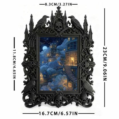 Insta-trending Gothic Dark-style Photo Frame | Dark Academia Calligraphy Workshop Decor, Photo Ornament, Wall/Table Dual-use, Durable Frame