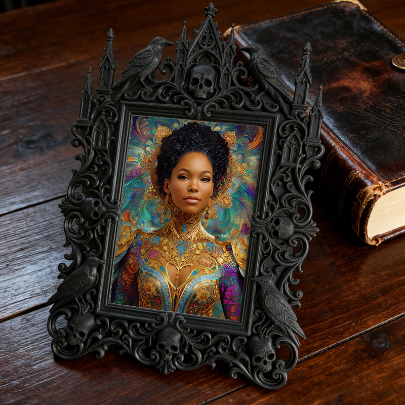 Shop-top-seller Gothic Dark-style Photo Frame | Vampire-themed Cocktail Bar Shelf Decor, Photo Ornament, Wall-mountable & Tabletop, Lightwei