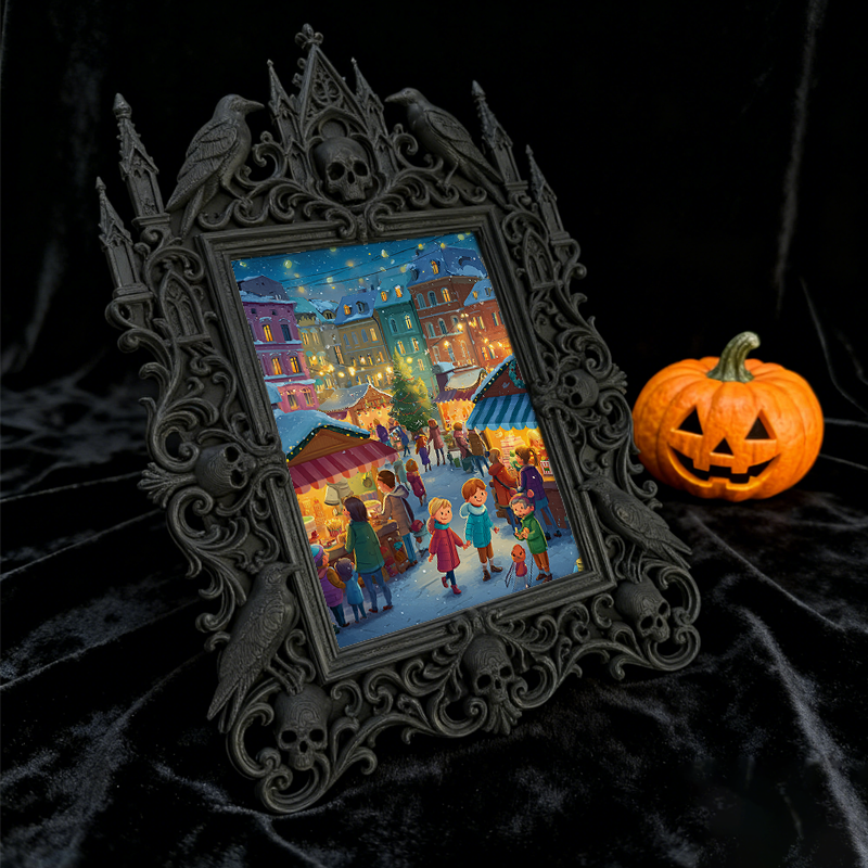 Bestselling-now Gothic Dark-style Photo Frame | Witchy Crystal Tumbling Shop Decor, Photo Ornament, Dual-use Display, Retro Plastic Frame