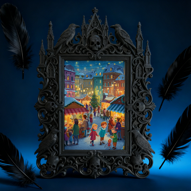 Bestselling-now Gothic Dark-style Photo Frame | Witchy Crystal Tumbling Shop Decor, Photo Ornament, Dual-use Display, Retro Plastic Frame