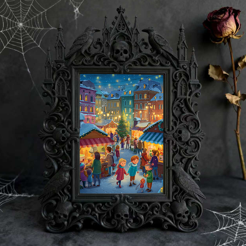 Bestselling-now Gothic Dark-style Photo Frame | Witchy Crystal Tumbling Shop Decor, Photo Ornament, Dual-use Display, Retro Plastic Frame