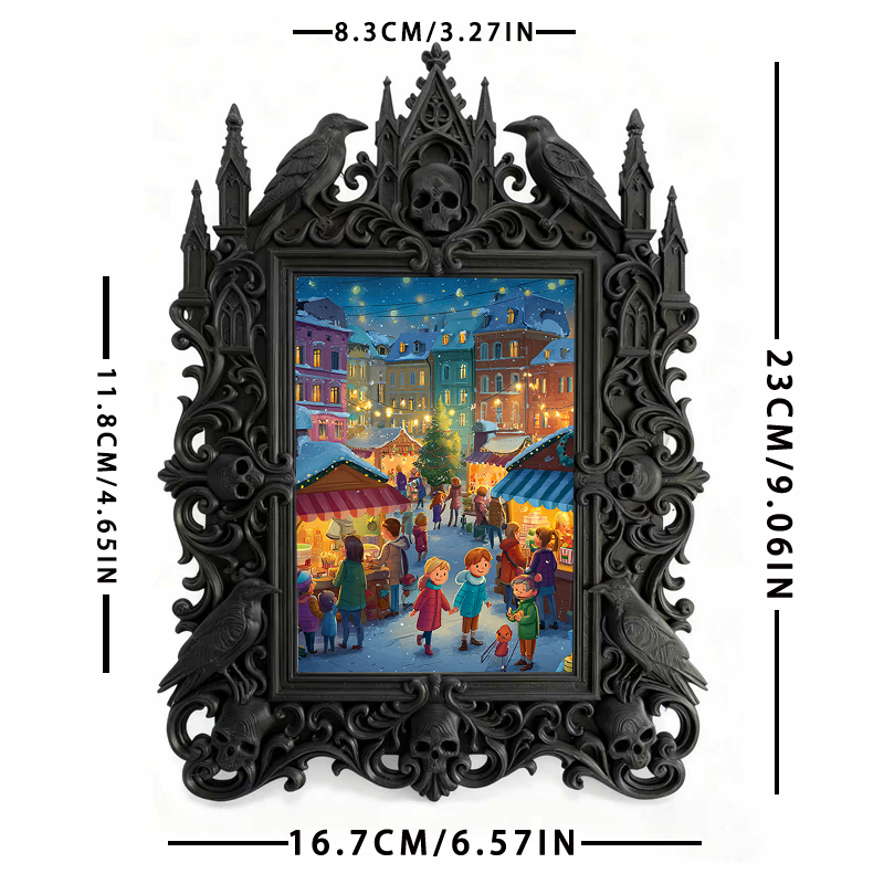 Bestselling-now Gothic Dark-style Photo Frame | Witchy Crystal Tumbling Shop Decor, Photo Ornament, Dual-use Display, Retro Plastic Frame
