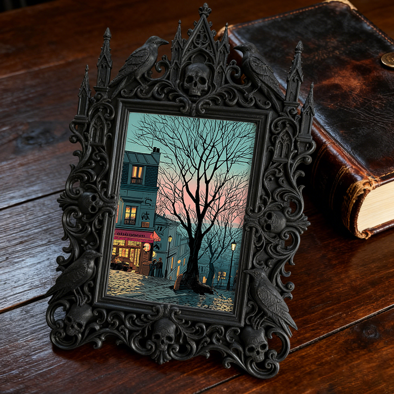 Highly-coveted Gothic Dark-style Photo Frame | Gothic Matte Lip Stain Shop Counter Decor, Photo Ornament, Wall-mountable & Tabletop, Scratch