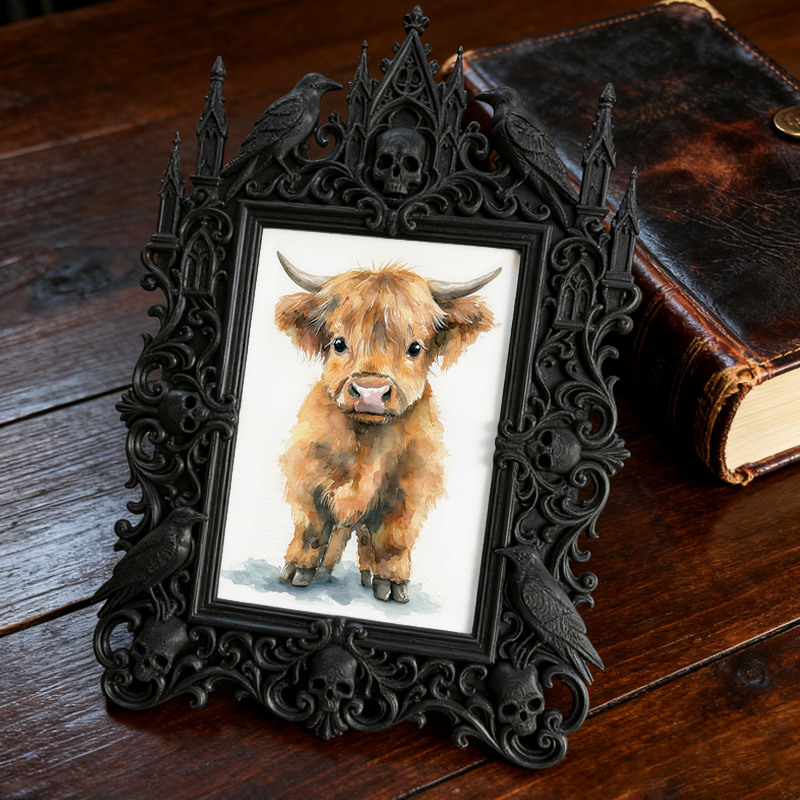 Trend-buzzing Gothic Dark-style Photo Frame | Punk Rock Vintage Vinyl Repair Shop Decor, Photo Ornament, Wall/Table Dual-use, Eco-friendly F
