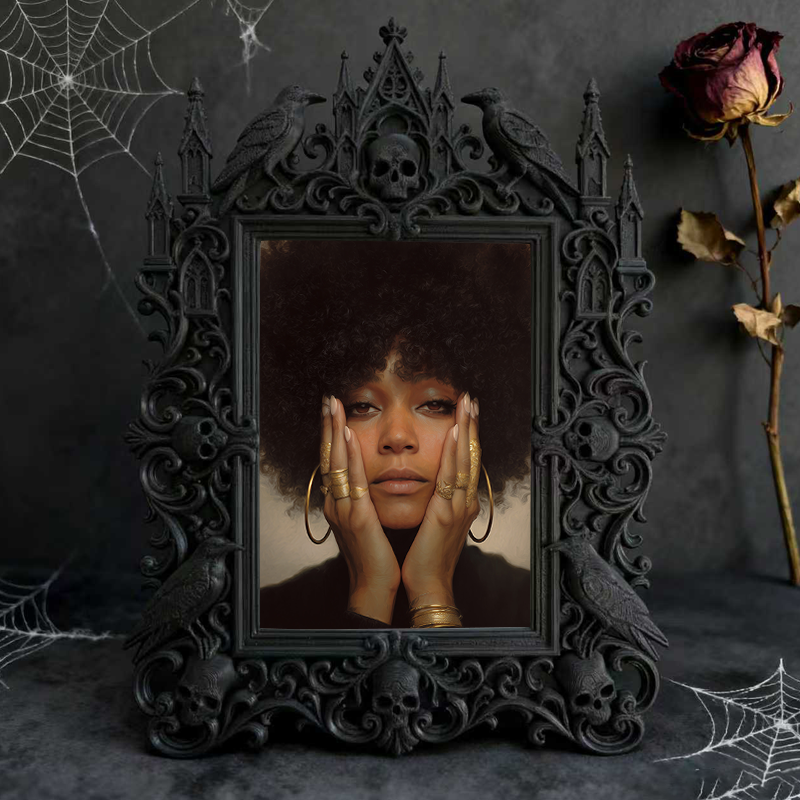 Must-grab Gothic Dark-style Photo Frame | Horror Themed Comic Book Store Decor, Photo Ornament, Wall-mountable & Tabletop, Slim Frame