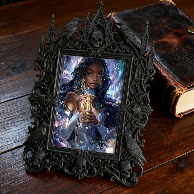 5-star-rated Gothic Dark-style Photo Frame | Gothic Body Jewelry Piercing Studio Decor, Photo Ornament, Dual-use Display, Sturdy Frame