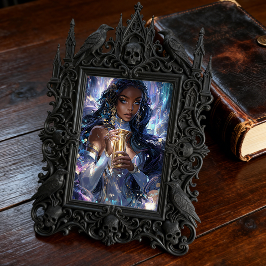 5-star-rated Gothic Dark-style Photo Frame | Gothic Body Jewelry Piercing Studio Decor, Photo Ornament, Dual-use Display, Sturdy Frame