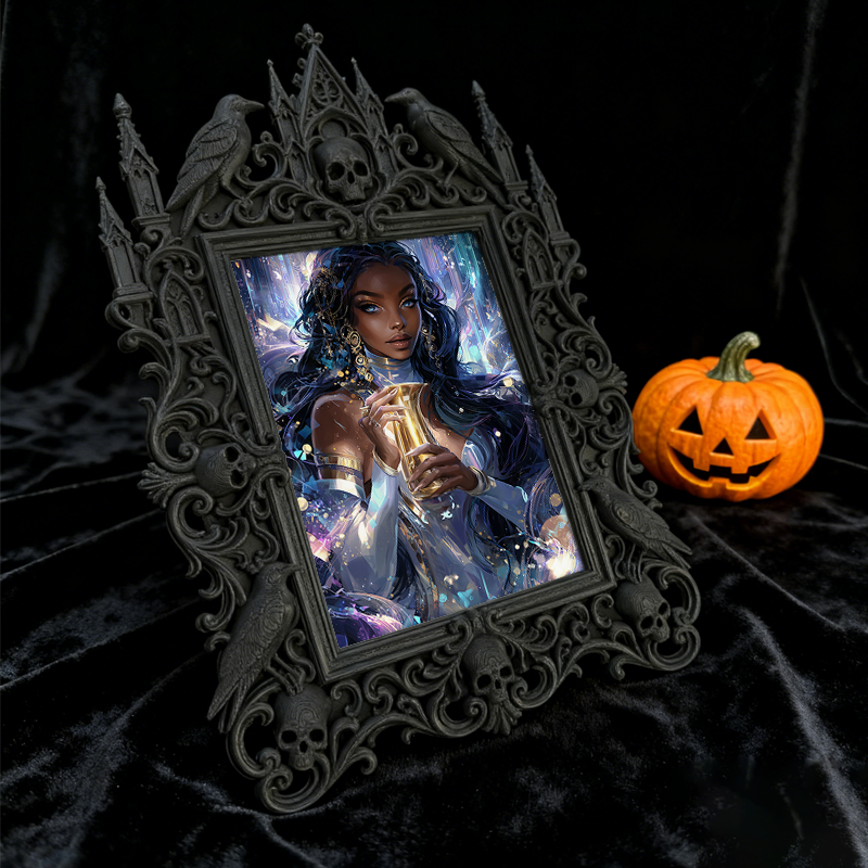 5-star-rated Gothic Dark-style Photo Frame | Gothic Body Jewelry Piercing Studio Decor, Photo Ornament, Dual-use Display, Sturdy Frame
