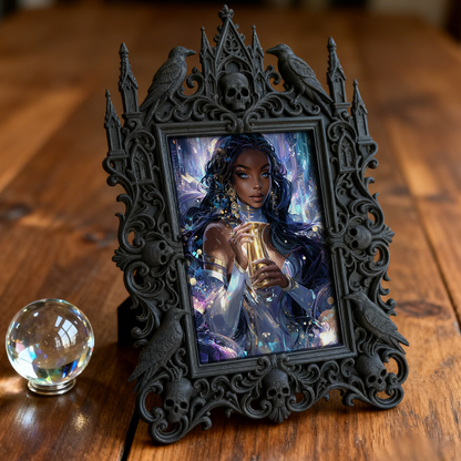 5-star-rated Gothic Dark-style Photo Frame | Gothic Body Jewelry Piercing Studio Decor, Photo Ornament, Dual-use Display, Sturdy Frame