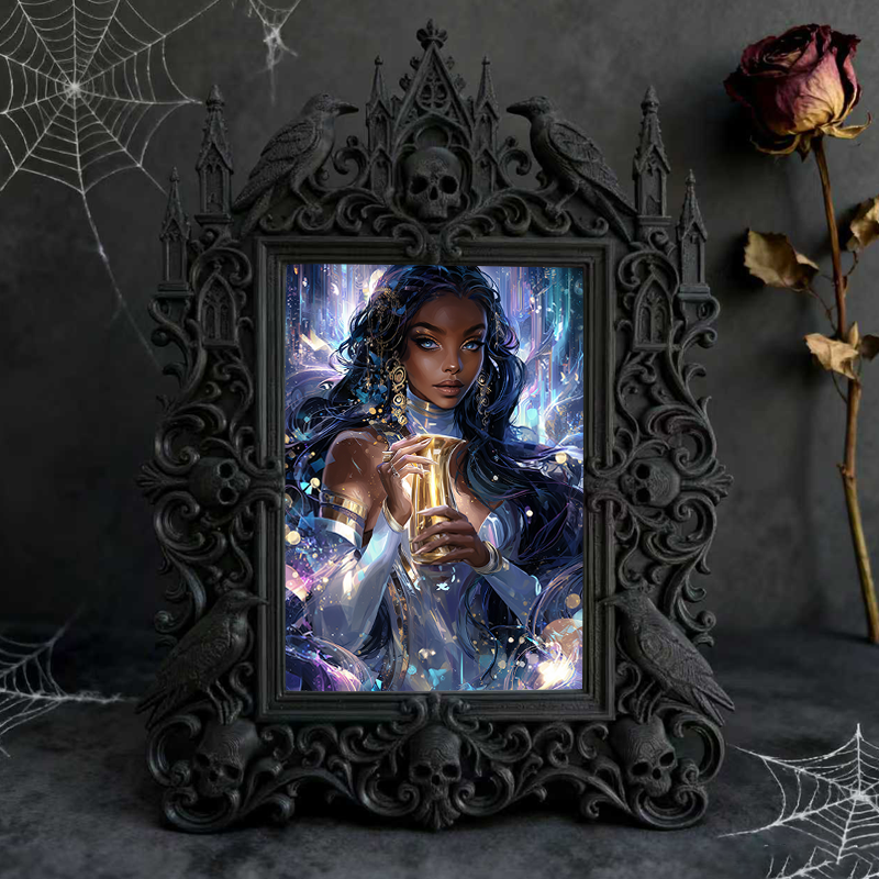 5-star-rated Gothic Dark-style Photo Frame | Gothic Body Jewelry Piercing Studio Decor, Photo Ornament, Dual-use Display, Sturdy Frame