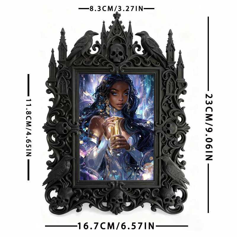 5-star-rated Gothic Dark-style Photo Frame | Gothic Body Jewelry Piercing Studio Decor, Photo Ornament, Dual-use Display, Sturdy Frame