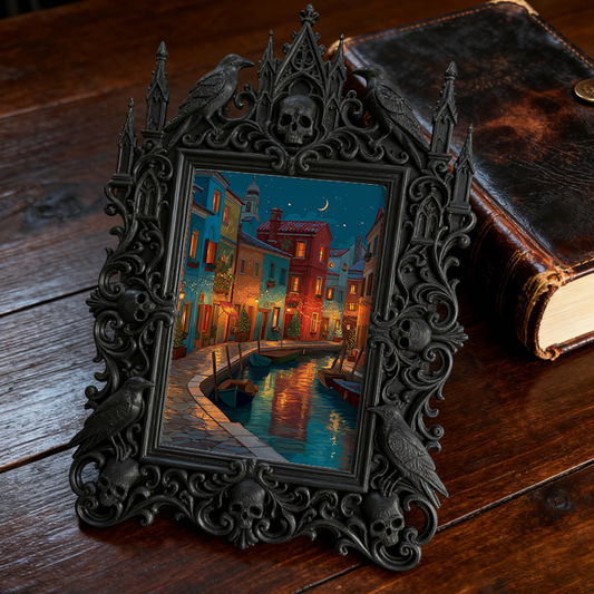 Exclusive-drop Gothic Dark-style Photo Frame | Occult Tarot Card Case Shop Decor, Photo Ornament, Wall-mountable & Tabletop, Collectible Fra