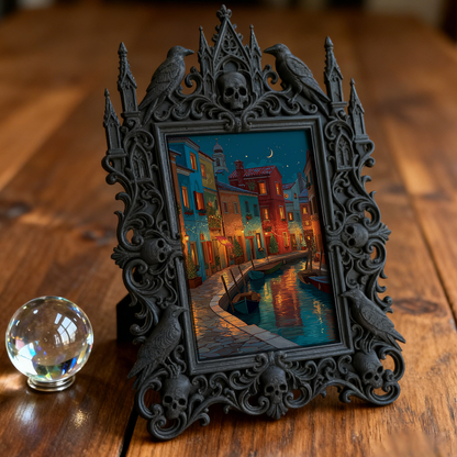 Exclusive-drop Gothic Dark-style Photo Frame | Occult Tarot Card Case Shop Decor, Photo Ornament, Wall-mountable & Tabletop, Collectible Fra